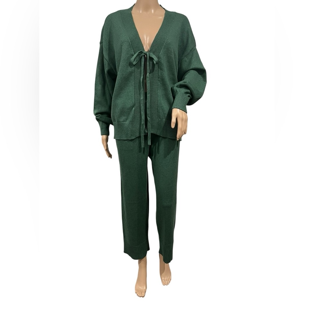 NWOT FREE PEOPLE BEACH Womens Solar Cardigan & Pants Set In Green Size Small - Picture 2 of 13